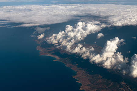 Top view of Karpas peninsula of the island of Cyprusの写真素材