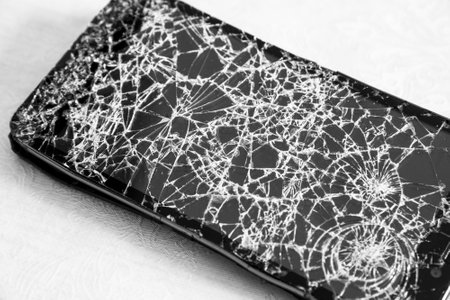 The Smartphone with the broken glass screenの写真素材