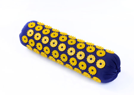 Neck Shoulder Head Acupressure Self Massage Pillow Acupuncture Mat, Kuznetsovs applicatorの写真素材