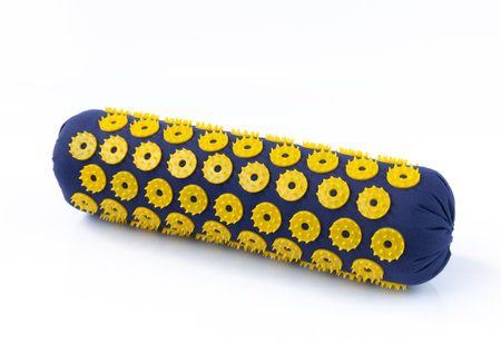 Neck Shoulder Head Acupressure Self Massage Pillow Acupuncture Mat, Kuznetsovs applicatorの写真素材