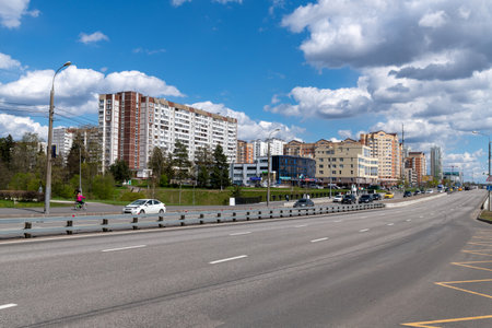 Moscow, Russia - May 7. 2021. Zelenograd administrative district - landscape with a roadのeditorial素材