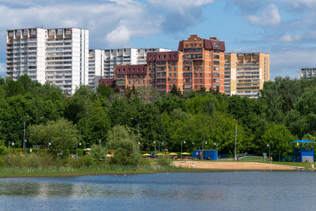 Moscow, Russia - June 2. 2021. School lake in Zelenogradのeditorial素材