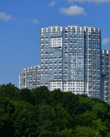 Khimki, Russia - July 11. 2021. The residential complex Mayak at Moscow Canalのeditorial素材