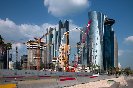 Doha, Qatar - Nov 21. 2019. The Skyscraper under construction in West Bay Business Districtのeditorial素材