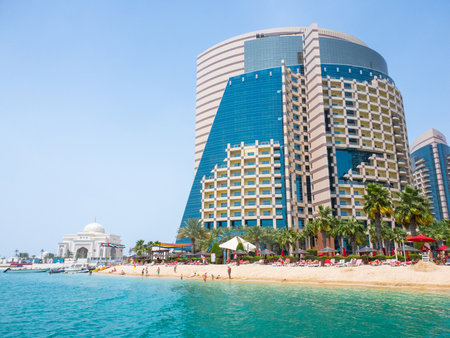 Abu Dhabi, UAE - April 1. 2019. The Beach and Khalidiya Palace Rayhaan by Rotana hotelのeditorial素材