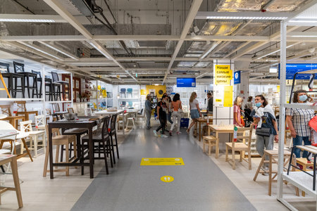 Khimki, Russia - July 25. 2021. The Ikea store interior, furniture departmentのeditorial素材
