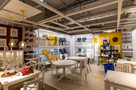 Khimki, Russia - July 25. 2021. The Ikea store interior, furniture departmentのeditorial素材