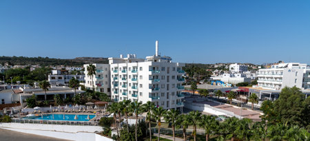 Protaras, Cyprus - Oct 12. 2019. The Panorama of resort hotels on the coastのeditorial素材
