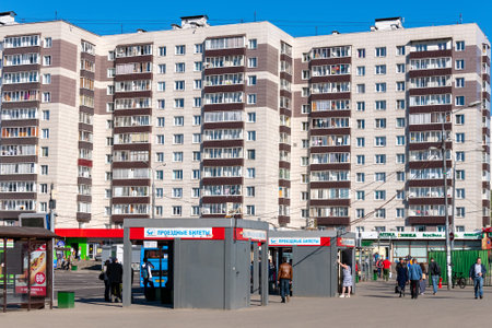 Moscow, Russia - May 9. 2018 - The Bus station on Kryukovskaya square in Zelenogradのeditorial素材
