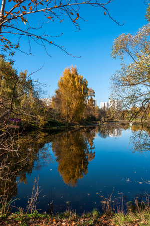 The Lower Kamensky Pond in Zelenograd, Moscow, Russiaの写真素材
