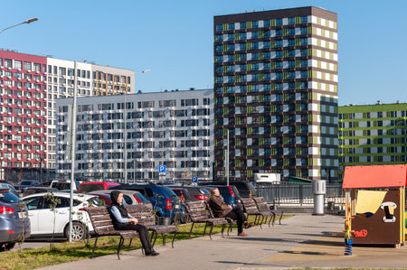Moscow, Russia - Oct 8. 2021. City landscape in 17th microdistrict of Zelenogradのeditorial素材