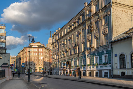 Moscow, Russia - Feb 21. 2020. Myasnitskaya street- historical center of the capitalのeditorial素材