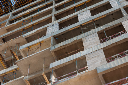 Construction of a monolithic office building in Moscow, Russiaの写真素材