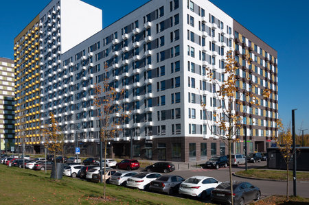 Moscow, Russia - Oct 8. 2021. microdistrict from PIK construction company in Zelenogradのeditorial素材