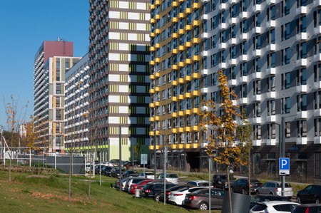 Moscow, Russia - Oct 8. 2021. microdistrict from PIK construction company in Zelenogradのeditorial素材