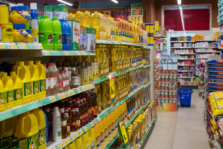 Ajman, UAE - April 6. 2018. The interior of grocery store in the emirate of Ajmanのeditorial素材