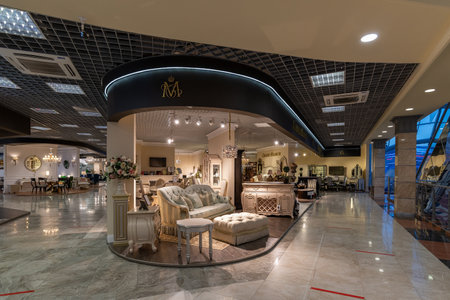Khimki, Russia - July 25. 2021. Furniture of the company Grand Manor in the shopping complex Grandのeditorial素材