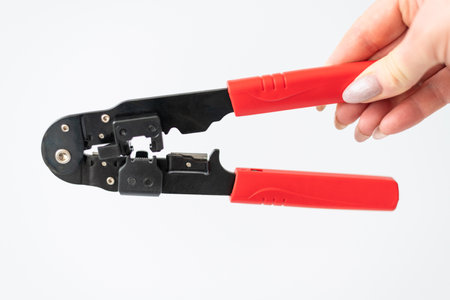Crimping pliers for connectors, internet cables and wiresの写真素材