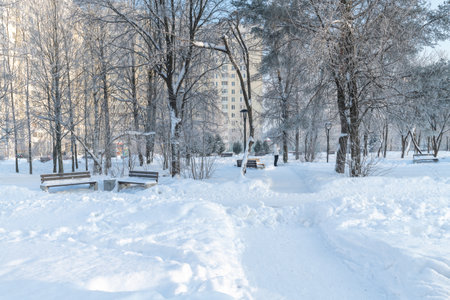 Winter cityscape in Moscow, Russia