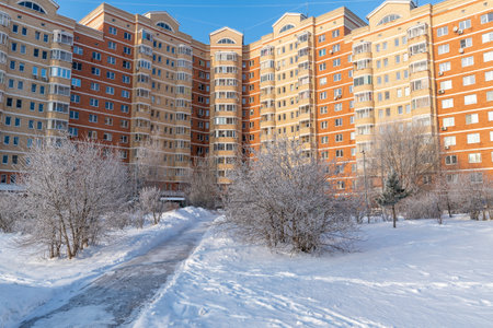 Winter cityscape in Moscow, Russiaの写真素材