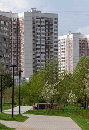 Cityscape in residential area of Moscow, Russiaの写真素材