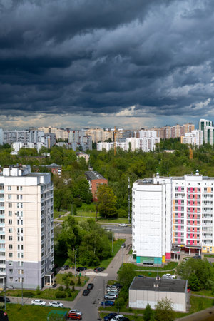 Beautiful cityscape of residential area of Moscow, Russiaの写真素材