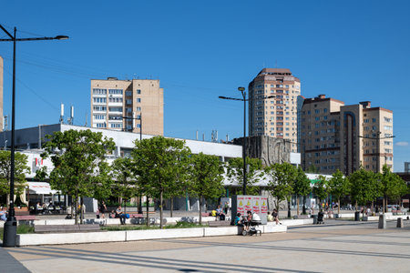 Moscow, Russia - June 23. 2022. Square on Central Square in Zelenogradのeditorial素材