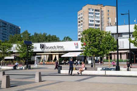 Moscow, Russia - June 23. 2022. Square on Central Square in Zelenogradのeditorial素材