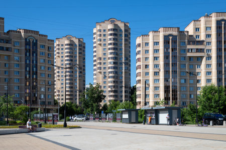 Moscow, Russia - June 23. 2022. Square on Central Square in Zelenogradのeditorial素材