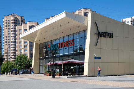 Moscow, Russia - June 23. 2022. DDX Fitness on the Central Square in Zelenograd. Former cinema Electronのeditorial素材
