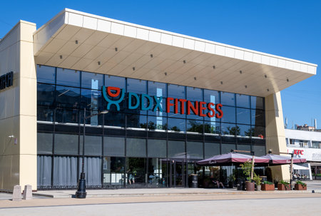 Moscow, Russia - June 23. 2022. DDX Fitness on the Central Square in Zelenograd. Former cinema Electronのeditorial素材