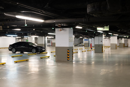 Moscow, Russia - July 02, 2022. The Empty underground car parkのeditorial素材