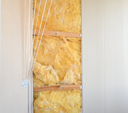 Glass wool - thermal insulation material under PVC panelsの写真素材