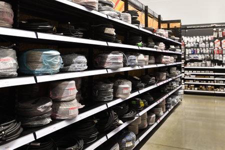 Various cables in a building materials storeの写真素材