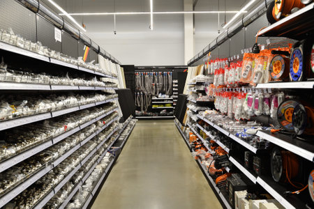 Various electrical goods in Petrovich building materials storeの写真素材