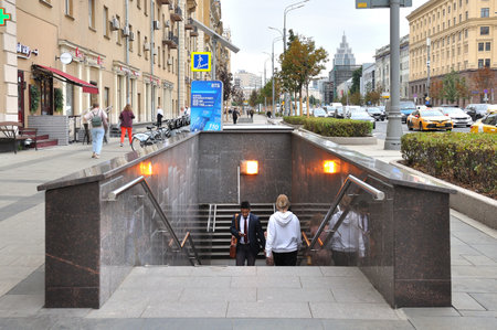 Moscow, Russia - 10 March. 2000. Underpass through Garden Ring road - famous street in the city centerの写真素材