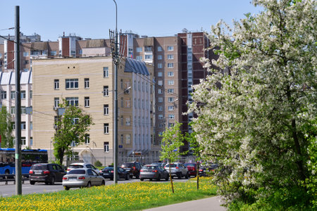 Moscow, Russia - 17 May. 2021. Cityscape in Zelenograd administrative districtの写真素材