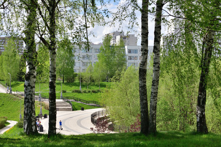 Moscow, Russia - 19 May. 2021. Zelenograd is an eco-friendly area in the north-west of Moscowの写真素材