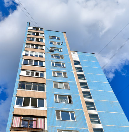 Typical panel house of P-46 series in Moscow, Russiaの写真素材