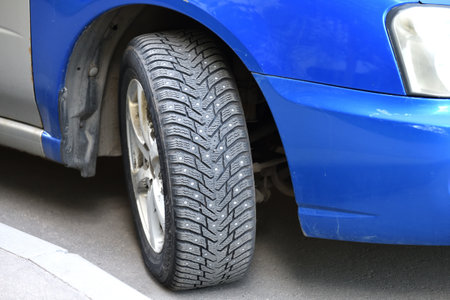 winter tire car with a shallow depth of field