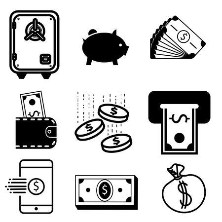 Abstract vector icons on white, illustrations isolated for graphic and web design. Simple flat symbol. Perfect black pictogram illustration on a white background.のイラスト素材