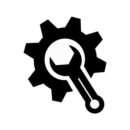 Wrench and cogwheel icon design. Service tools icon in trendy flat style design. Vector illustration.のイラスト素材