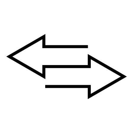 Transfer arrows outline icon. linear style sign for mobile concept and web design. Left right arrows simple line vector icon. Symbol, logo illustration.のイラスト素材
