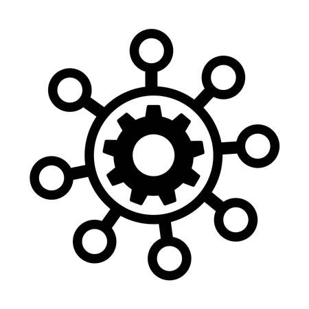 Project management vector icon. filled flat sign for mobile concept and web design. Hub and spokes and gear solid icon.のイラスト素材