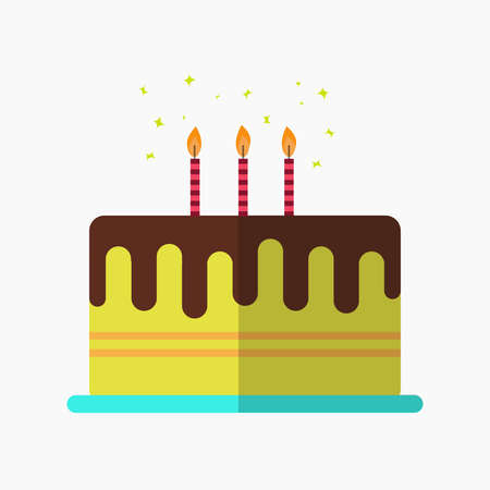 Festive cake flat square icon with long shadows.のイラスト素材