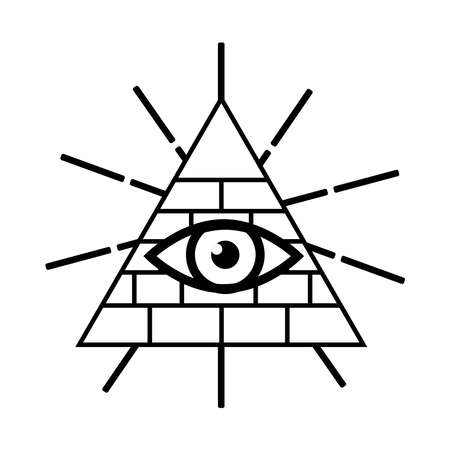 Eye of Providence or All seeing eye inside triangle pyramid. . Mystic symbol for bohemian design. Sacred tattoo eye in triangleのイラスト素材