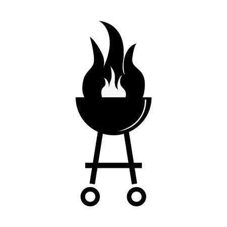 BBQ grill icon isolated on white background. Black badge  . Simple flat style. Vector illustration.のイラスト素材