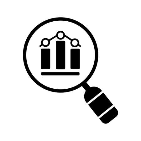Data analysis line icon with business graph or chart with magnifier.のイラスト素材