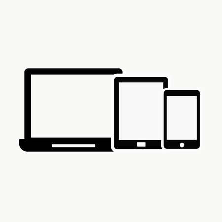 Computer, smart phone, tablet icons. High quality black style vector iconsのイラスト素材