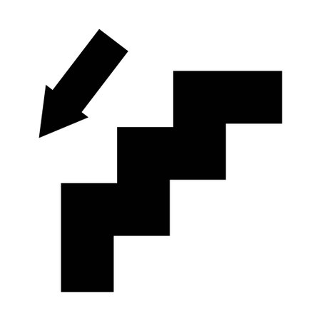 Stairs up vector icon. Up, down ,step, top symbol. Arrow, ladder, stairway, step icon. Linear style sign for mobile concept and web design. Stairs symbol logo illustration. vector graphics - Vector.のイラスト素材